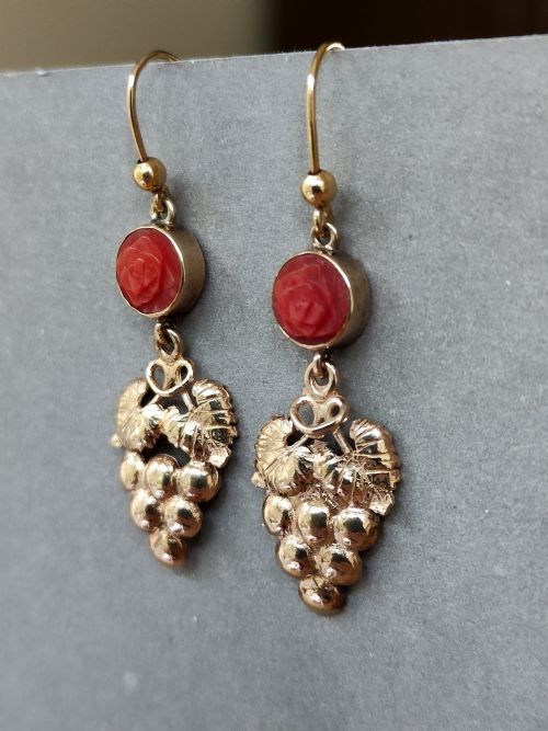 VICTORIAN 9CT GOLD CORAL EARRINGS - ADDITIONAL PHOTO 3