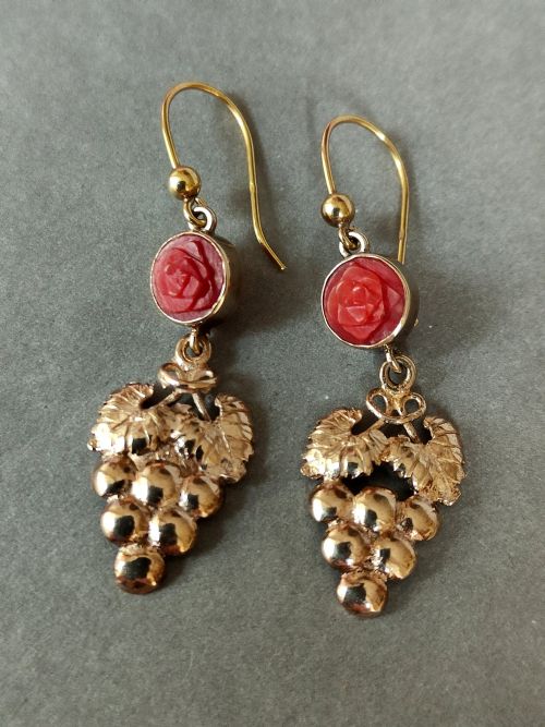 VICTORIAN 9CT GOLD CORAL EARRINGS - ADDITIONAL PHOTO 4
