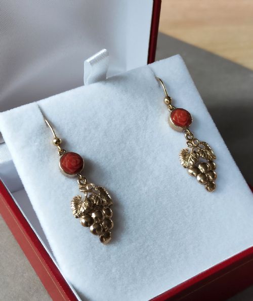 VICTORIAN 9CT GOLD CORAL EARRINGS - ADDITIONAL PHOTO 8