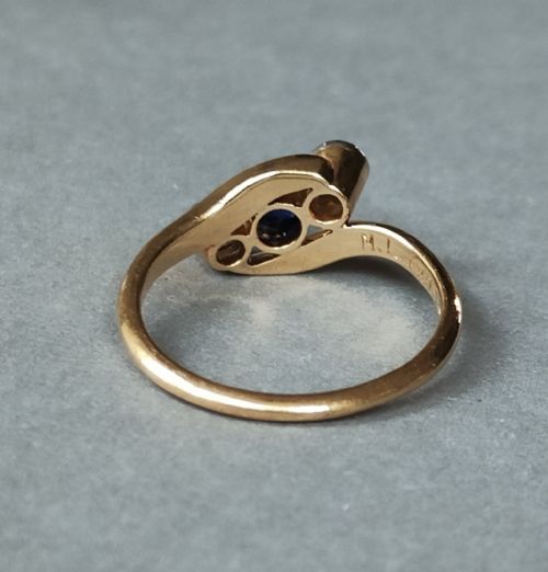 EDWARDIAN 18CT GOLD SAPPHIRE DIAMOND RING - ADDITIONAL PHOTO 7