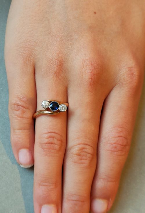 EDWARDIAN 18CT GOLD SAPPHIRE DIAMOND RING - ADDITIONAL PHOTO 9