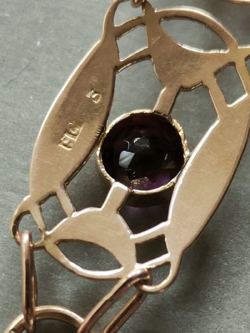 EDWARDIAN 9CT ROSE GOLD BRACELET AMETHYST ART NOUVEAU - ADDITIONAL PHOTO 6
