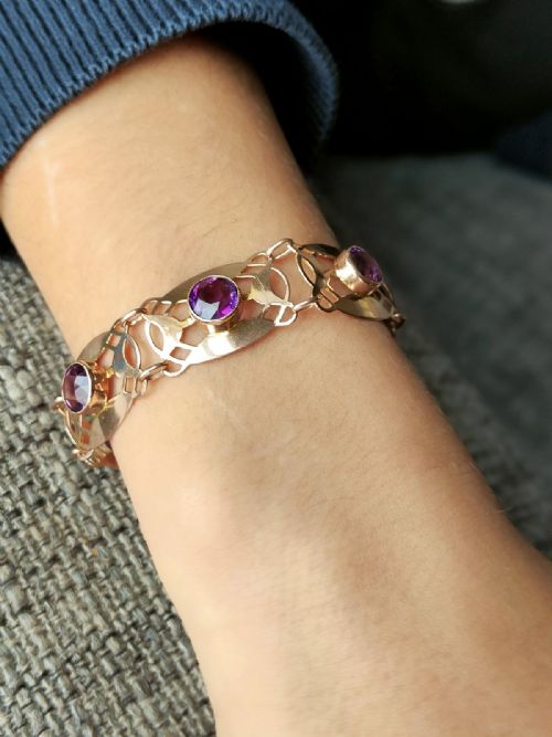 EDWARDIAN 9CT ROSE GOLD BRACELET AMETHYST ART NOUVEAU - ADDITIONAL PHOTO 7