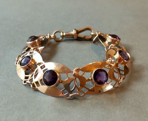 EDWARDIAN 9CT ROSE GOLD BRACELET AMETHYST ART NOUVEAU - ADDITIONAL PHOTO 9