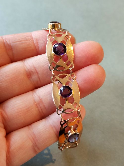 EDWARDIAN 9CT ROSE GOLD BRACELET AMETHYST ART NOUVEAU - ADDITIONAL PHOTO 10