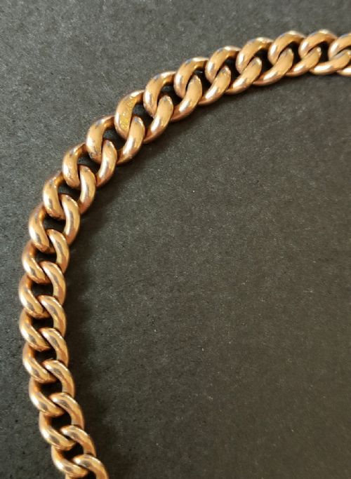VICTORIAN SOLID 9CT ROSE GOLD CURB CHAIN WITH PADLOCK - ADDITIONAL PHOTO 2