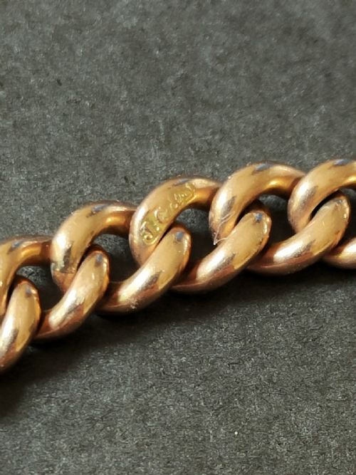 VICTORIAN SOLID 9CT ROSE GOLD CURB CHAIN WITH PADLOCK - ADDITIONAL PHOTO 4