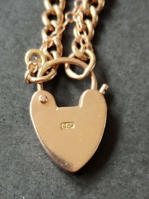 VICTORIAN SOLID 9CT ROSE GOLD CURB CHAIN WITH PADLOCK - ADDITIONAL PHOTO 6