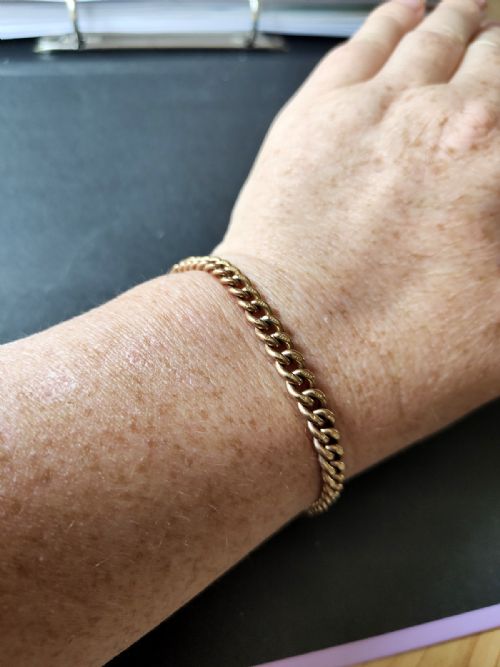 VICTORIAN SOLID 9CT ROSE GOLD CURB CHAIN WITH PADLOCK - ADDITIONAL PHOTO 9