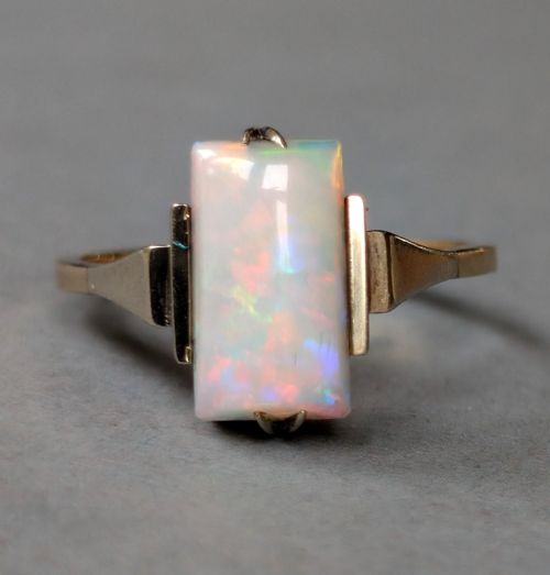ART DECO 9CT GOLD OPAL RING - ADDITIONAL PHOTO 4