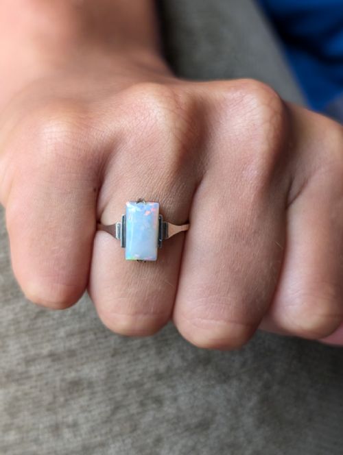 ART DECO 9CT GOLD OPAL RING - ADDITIONAL PHOTO 9