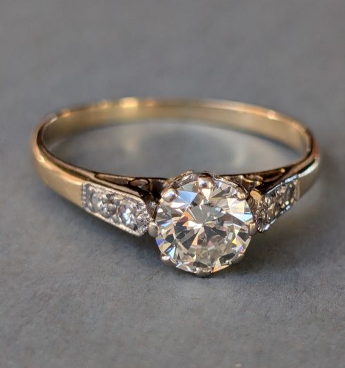 ART DECO 18CT GOLD PLATINUM DIAMOND SOLITAIRE ENGAGEMENT RING - ADDITIONAL PHOTO 6