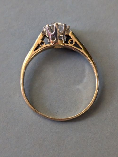 ART DECO 18CT GOLD PLATINUM DIAMOND SOLITAIRE ENGAGEMENT RING - ADDITIONAL PHOTO 7