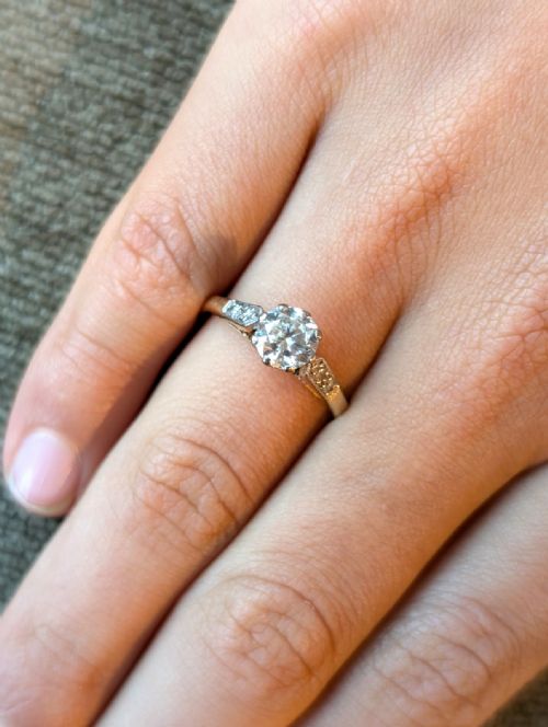 ART DECO 18CT GOLD PLATINUM DIAMOND SOLITAIRE ENGAGEMENT RING - ADDITIONAL PHOTO 10