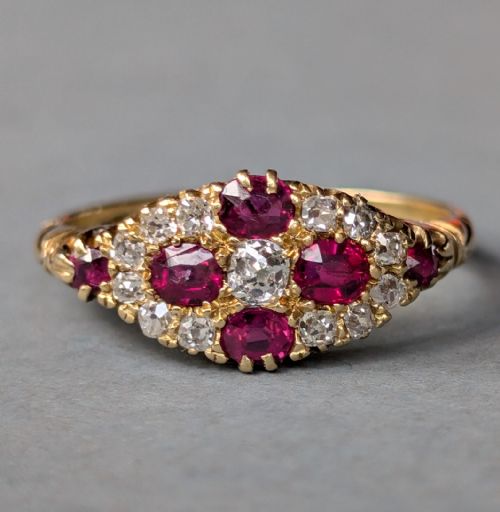 victorian 18ct gold ruby diamond ring - CATEGORY: ANTIQUE JEWELLERY - DATED VICTORIAN
