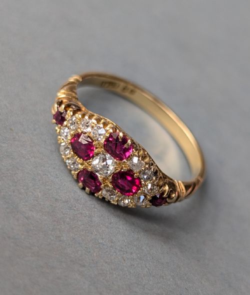 VICTORIAN 18CT GOLD RUBY DIAMOND RING - ADDITIONAL PHOTO 1