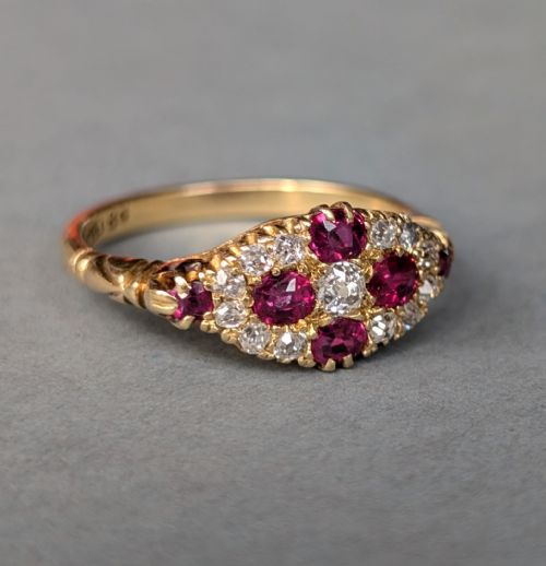 VICTORIAN 18CT GOLD RUBY DIAMOND RING - ADDITIONAL PHOTO 2