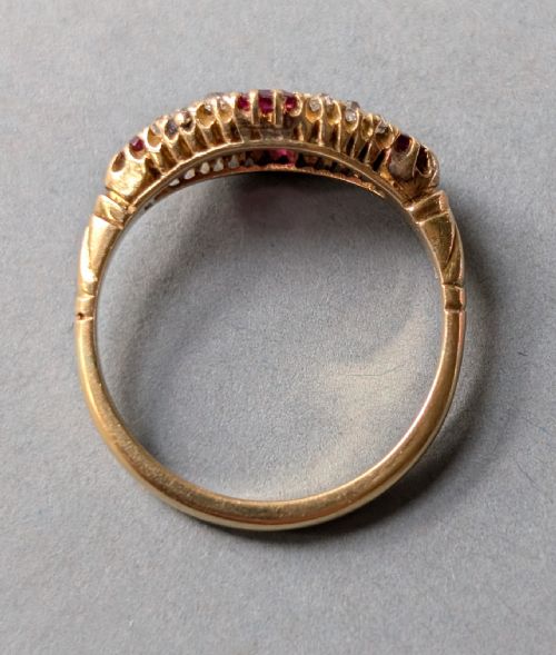 VICTORIAN 18CT GOLD RUBY DIAMOND RING - ADDITIONAL PHOTO 3