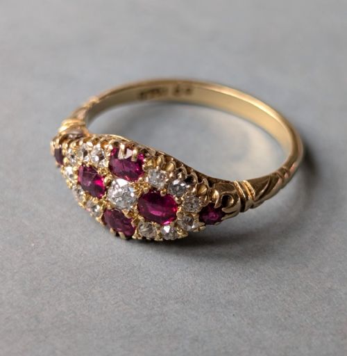 VICTORIAN 18CT GOLD RUBY DIAMOND RING - ADDITIONAL PHOTO 4