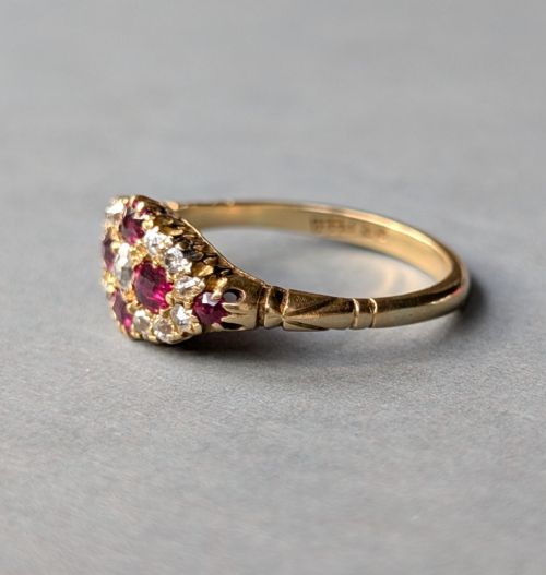VICTORIAN 18CT GOLD RUBY DIAMOND RING - ADDITIONAL PHOTO 5