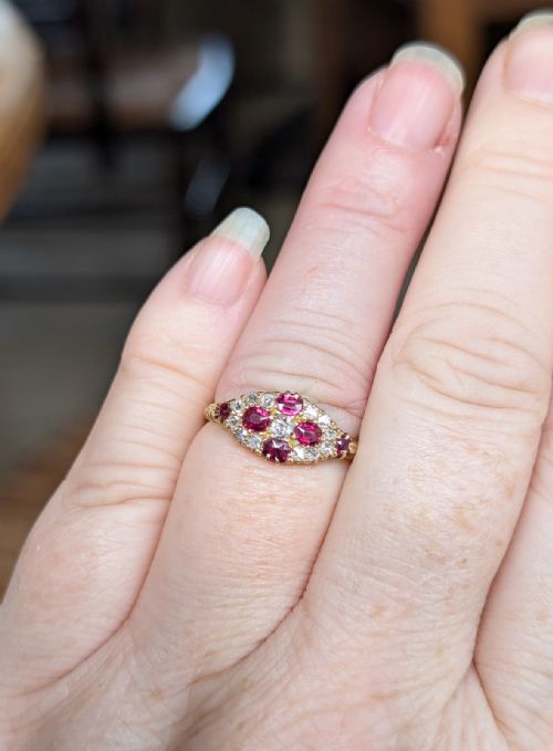 VICTORIAN 18CT GOLD RUBY DIAMOND RING - ADDITIONAL PHOTO 7