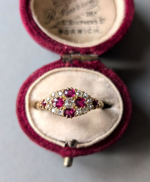 VICTORIAN 18CT GOLD RUBY DIAMOND RING - ADDITIONAL PHOTO 8