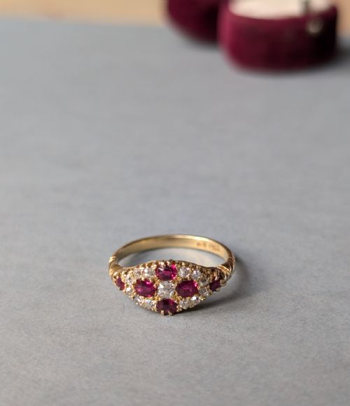 VICTORIAN 18CT GOLD RUBY DIAMOND RING - ADDITIONAL PHOTO 9