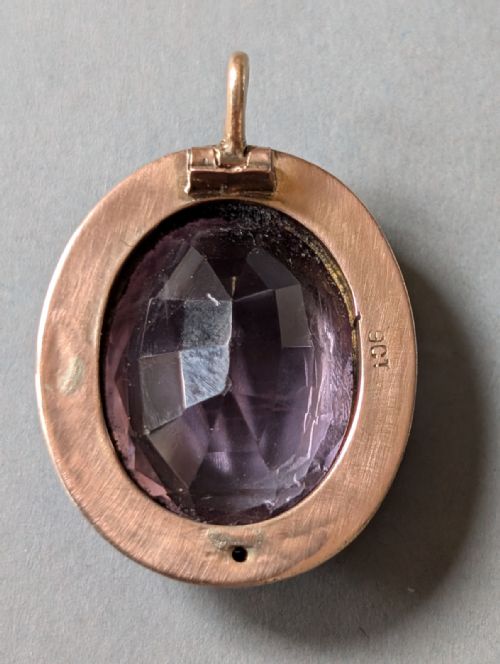 LARGE VICTORIAN 9CT GOLD AMETHYST PENDANT AND CHAIN - ADDITIONAL PHOTO 3