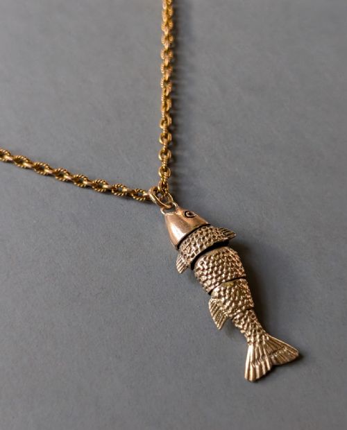 LARGE ANTIQUE 9CT GOLD ARTICULATED FISH 72G - ADDITIONAL PHOTO 8