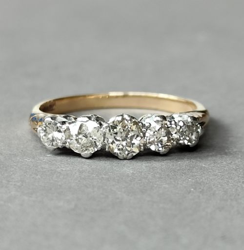 superb edwardian 18ct gold diamond five stone ring - CATEGORY: ANTIQUE JEWELLERY - DATED EDWARDIAN