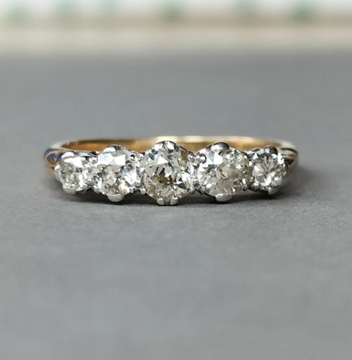 SUPERB EDWARDIAN 18CT GOLD DIAMOND FIVE STONE RING - ADDITIONAL PHOTO 3