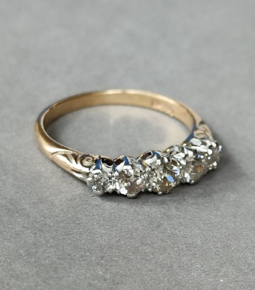 SUPERB EDWARDIAN 18CT GOLD DIAMOND FIVE STONE RING - ADDITIONAL PHOTO 4