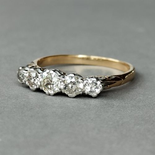 SUPERB EDWARDIAN 18CT GOLD DIAMOND FIVE STONE RING - ADDITIONAL PHOTO 5