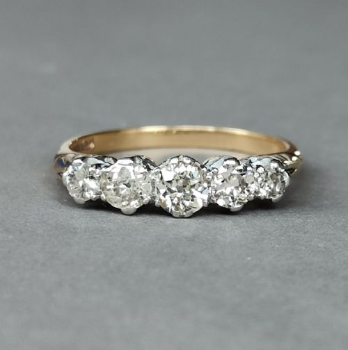 SUPERB EDWARDIAN 18CT GOLD DIAMOND FIVE STONE RING - ADDITIONAL PHOTO 7