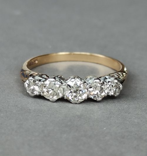 SUPERB EDWARDIAN 18CT GOLD DIAMOND FIVE STONE RING - ADDITIONAL PHOTO 8