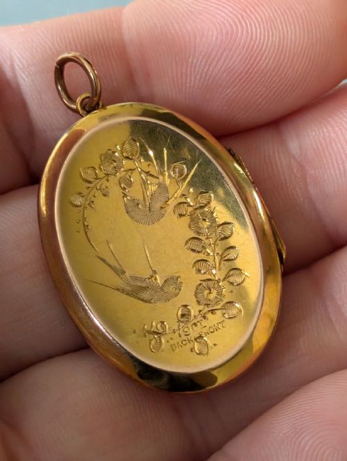 ANTIQUE VICTORIAN 9CT BACK AND FRONT LOCKET WITH BIRDS - ADDITIONAL PHOTO 9