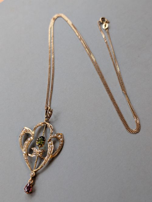 ANTIQUE 9CT GOLD SUFFRAGETTE PENDANT NECKLACE - ADDITIONAL PHOTO 7