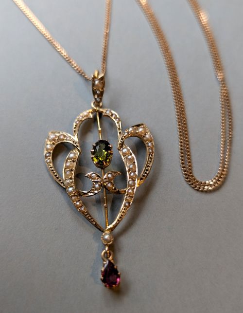 ANTIQUE 9CT GOLD SUFFRAGETTE PENDANT NECKLACE - ADDITIONAL PHOTO 9