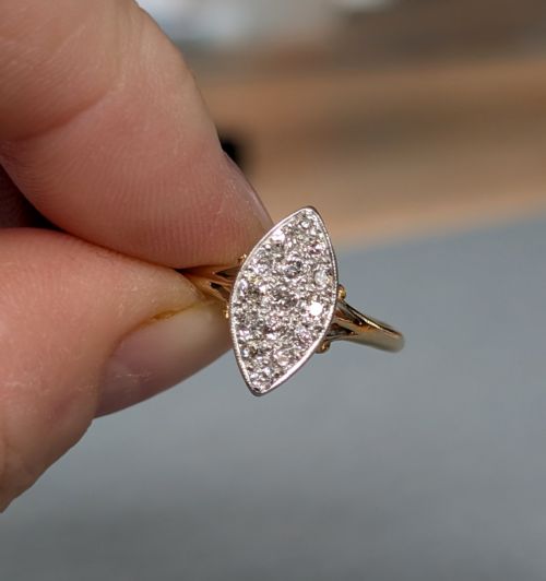 EDWARDIAN 18CT GOLD MARQUIS DIAMOND RING - ADDITIONAL PHOTO 2