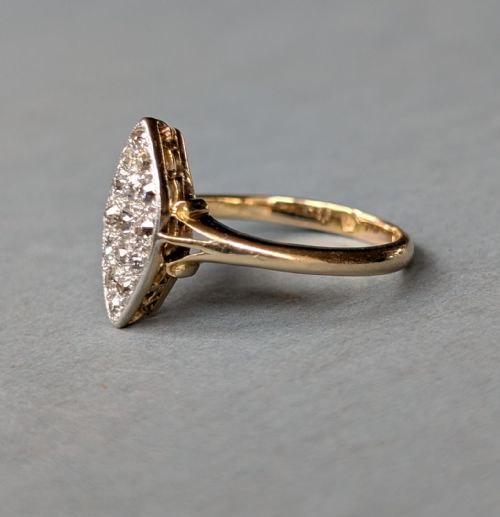 EDWARDIAN 18CT GOLD MARQUIS DIAMOND RING - ADDITIONAL PHOTO 4