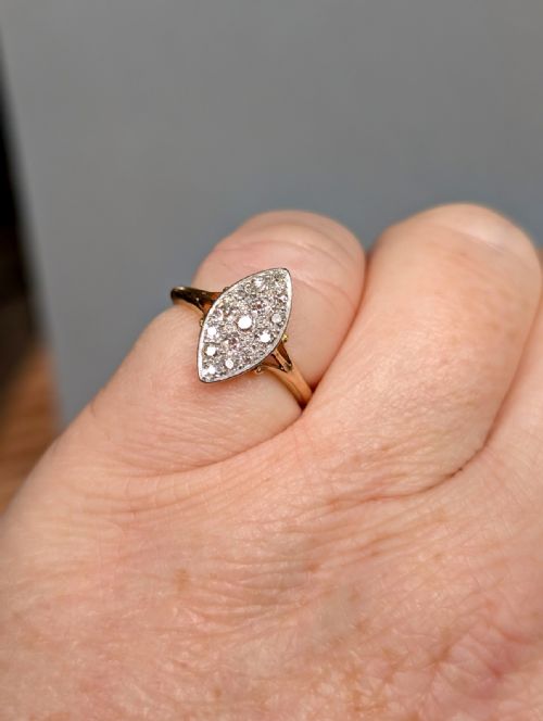 EDWARDIAN 18CT GOLD MARQUIS DIAMOND RING - ADDITIONAL PHOTO 7