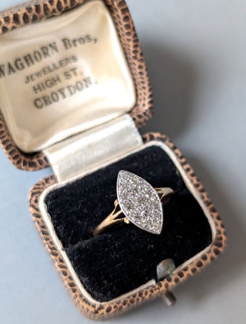EDWARDIAN 18CT GOLD MARQUIS DIAMOND RING - ADDITIONAL PHOTO 9
