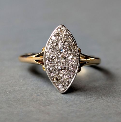 edwardian 18ct gold marquis diamond ring - CATEGORY: ANTIQUE JEWELLERY - DATED EDWARDIAN