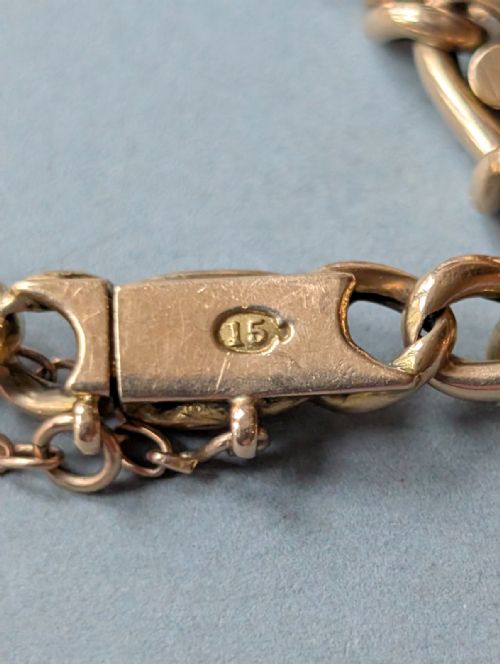 VICTORIAN 15CT GOLD TURQUOISE PEARL CHAIN BRACELET - ADDITIONAL PHOTO 5
