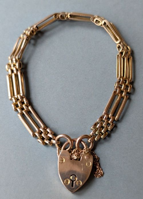 ANTIQUE 9CT GOLD GATE LINK BRACELET - ADDITIONAL PHOTO 1