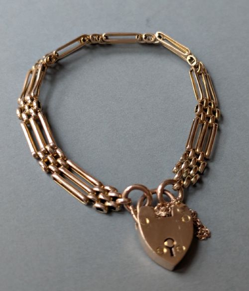 ANTIQUE 9CT GOLD GATE LINK BRACELET - ADDITIONAL PHOTO 3