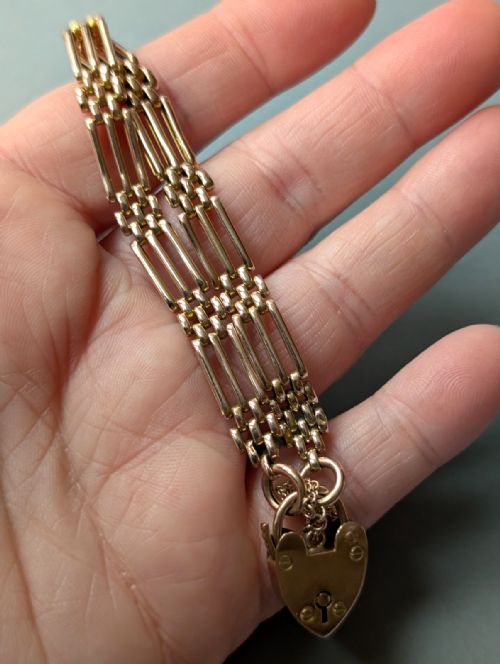 ANTIQUE 9CT GOLD GATE LINK BRACELET - ADDITIONAL PHOTO 7