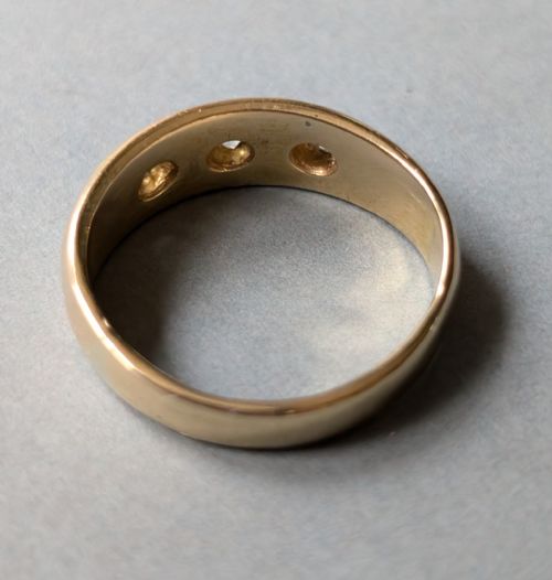 ANTIQUE HEAVY 18CT GOLD DIAMOND GYPSY RING - ADDITIONAL PHOTO 5