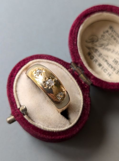 ANTIQUE HEAVY 18CT GOLD DIAMOND GYPSY RING - ADDITIONAL PHOTO 8