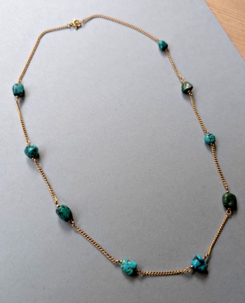 VICTORIAN 9CT GOLD TURQUOISE NECKLACE - ADDITIONAL PHOTO 1